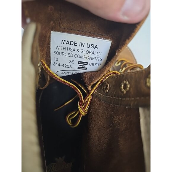 Thorogood Men's 6" 814-4203 USA Wedge Sole Soft Toe Boot Brown Size 10 2E - Picture 4 of 8